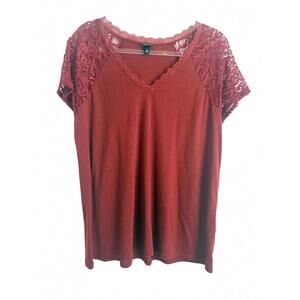 Torrid | Women’s Short Sleeve Lace Shoulder Rust Top Size 1X